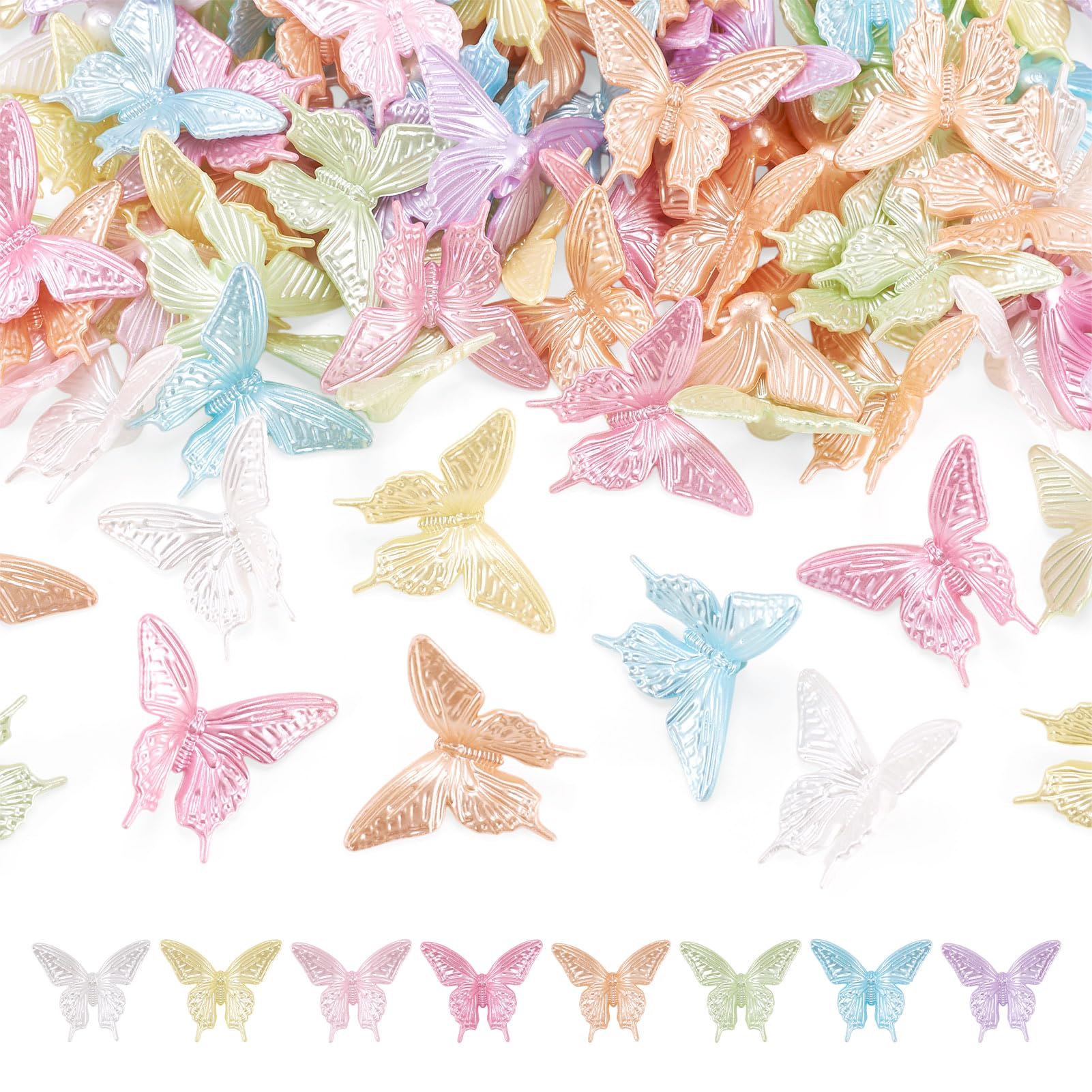 Cheriswelry 100Pcs Luminous Butterfly Focal Acrylic Beads