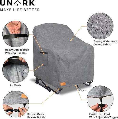Miniatura 3 de UNARK Fundas para sillas Adirondack para exteriores, paquete de 2 (28 pulgadas de ancho x 33 pulgadas de profundidad x 39 pulgadas de alto),