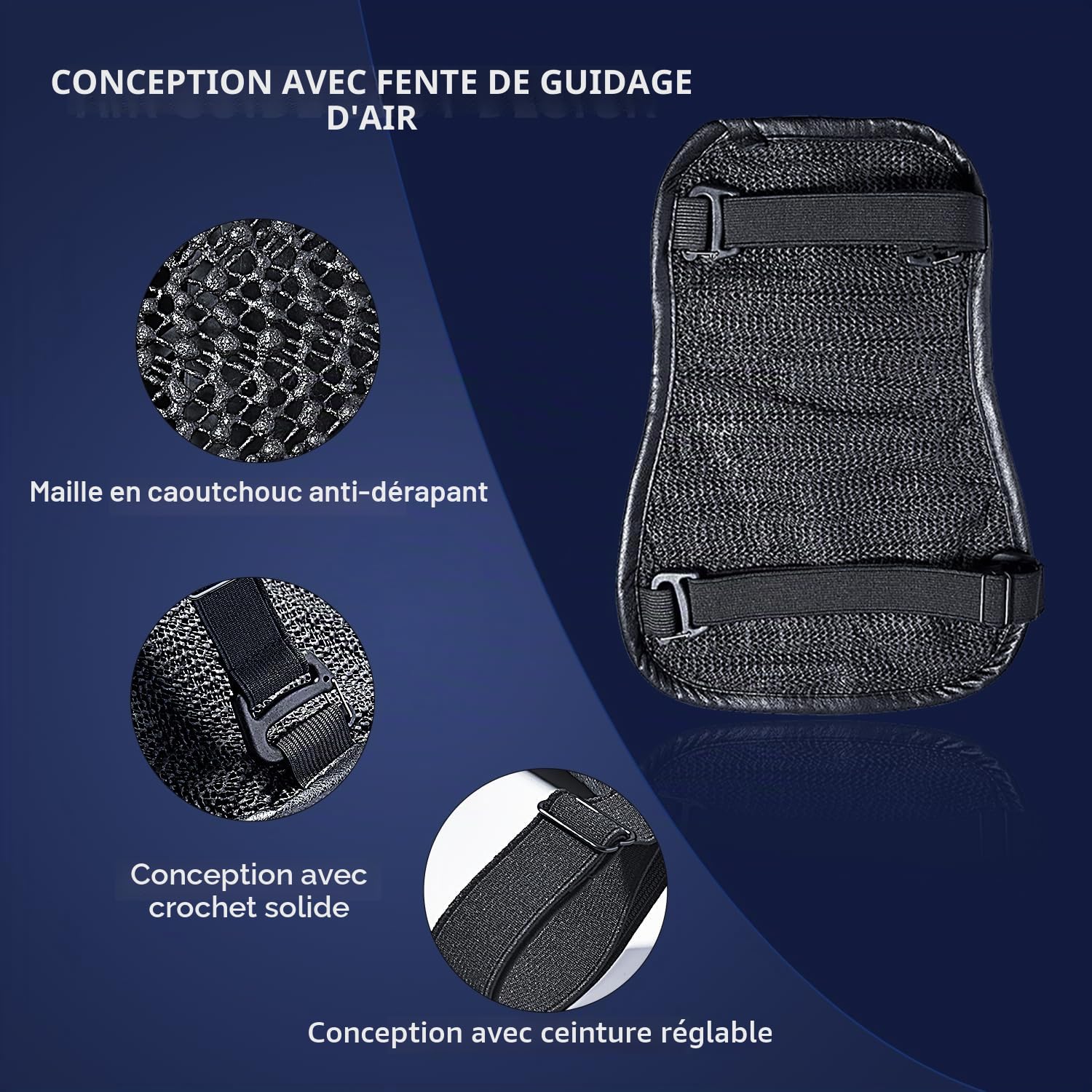 Coussin de siège de moto pliable pour passager, haute élasticité, gel 3D, nid d'abeille, confortable, respirant, absorption des chocs pour housse de siège longue conduite