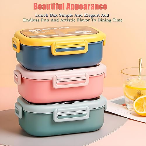 Miniatura 4 de Lonchera de acero inoxidable, caja Bento de 2 compartimentos para adultos, fácil de limpiar, diseño a prueba de fugas, contenedor de almacenamiento