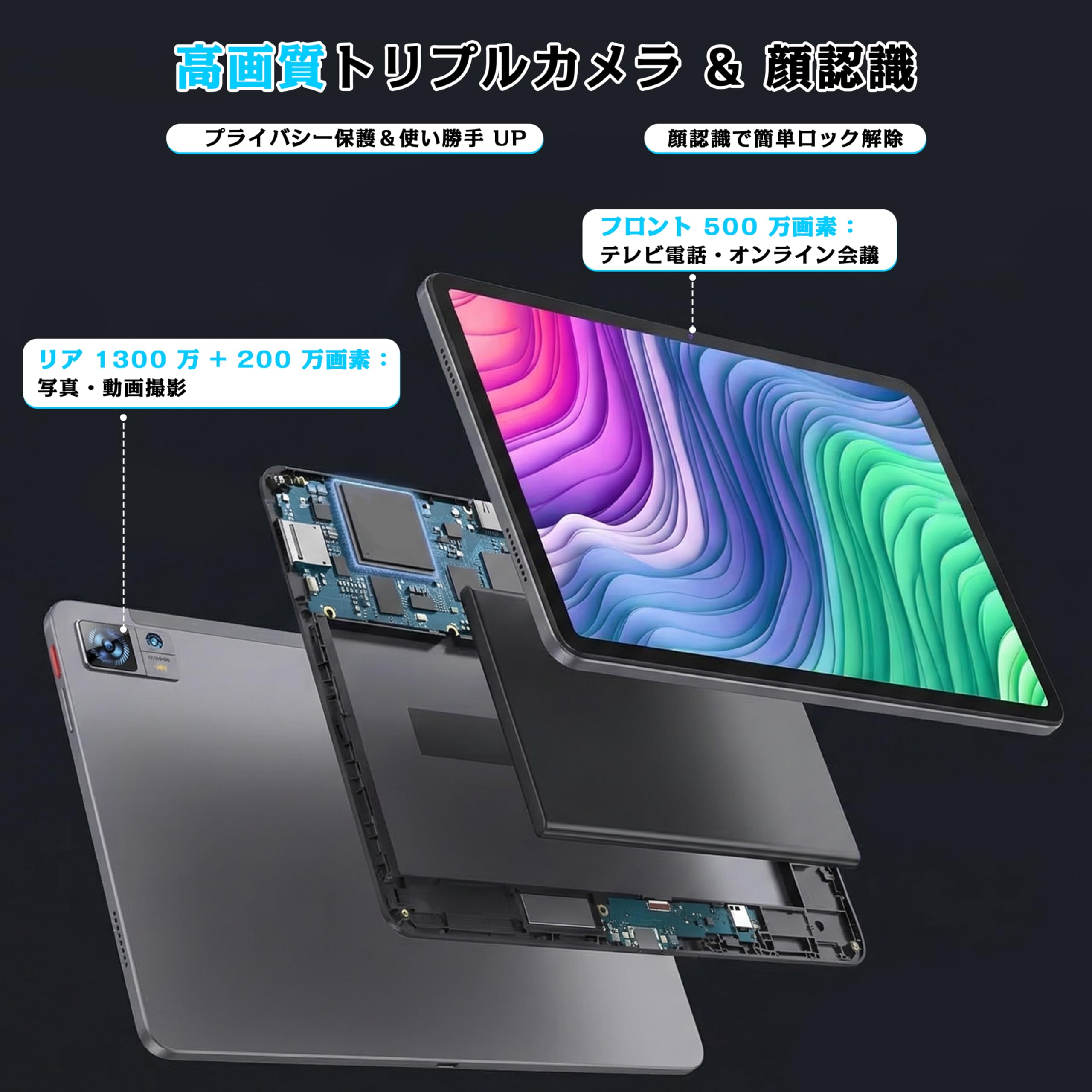 Amazon.co.jp: Kkapping タブレット 12インチ 大画面 2Kディスプレイ 8
