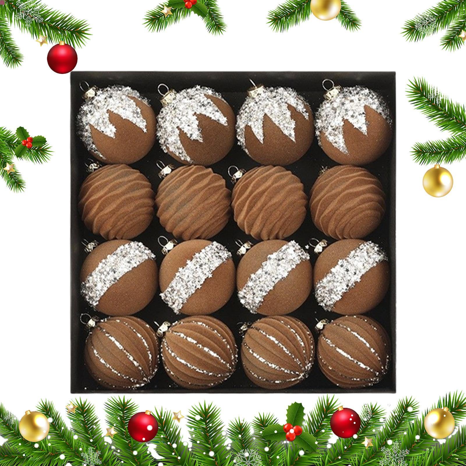 Boules de Noël pour fenêtre et maison : lot de 16 décorations de sapin incassables avec strass