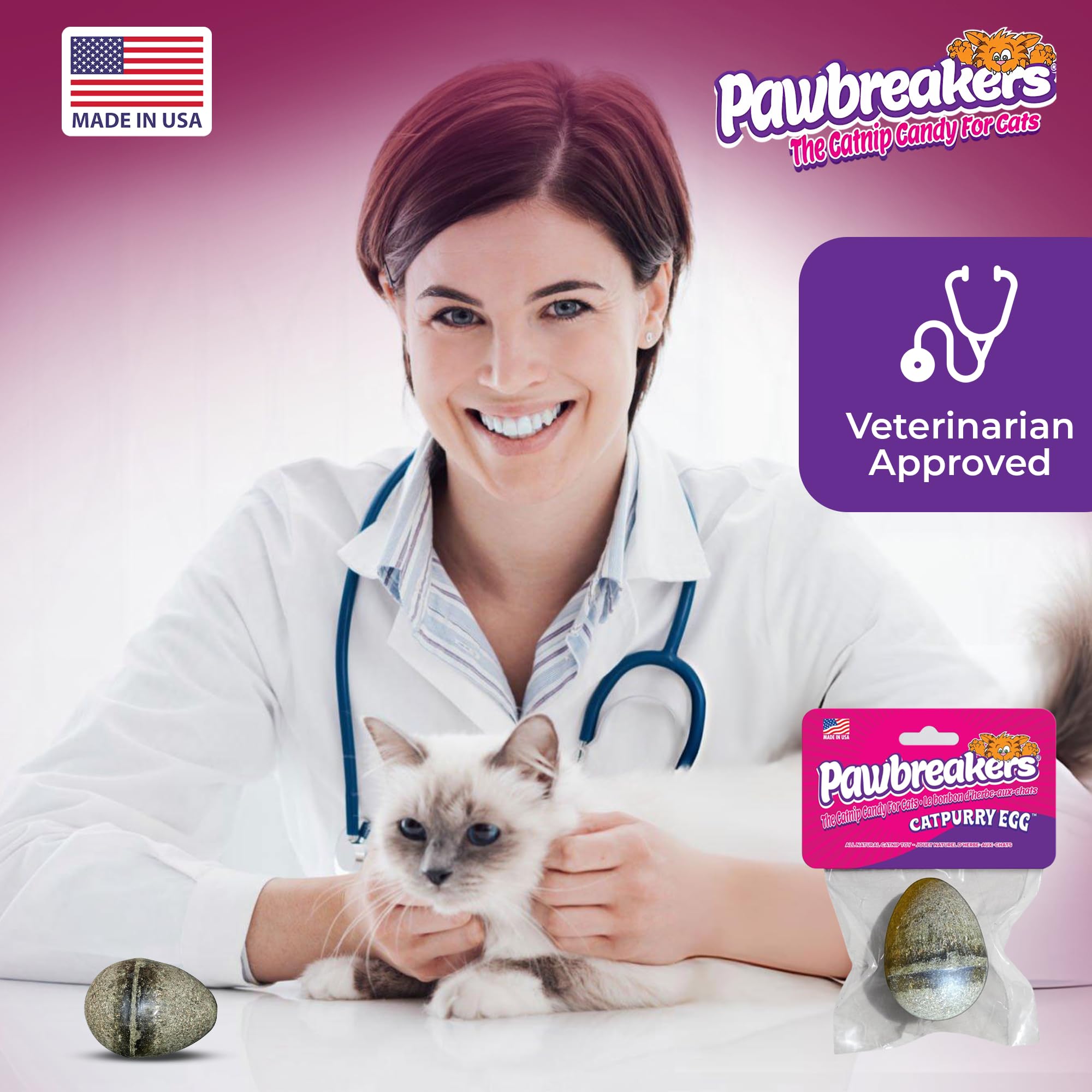 2 x Catpurry Eier - 100% natürliche Katzensüßigkeiten, Leckereien und Katzenminze Spielzeug in medizinischer Qualität, Katzenminze für entspanntes, sicheres und verdauliches Spiel, hypoallergen