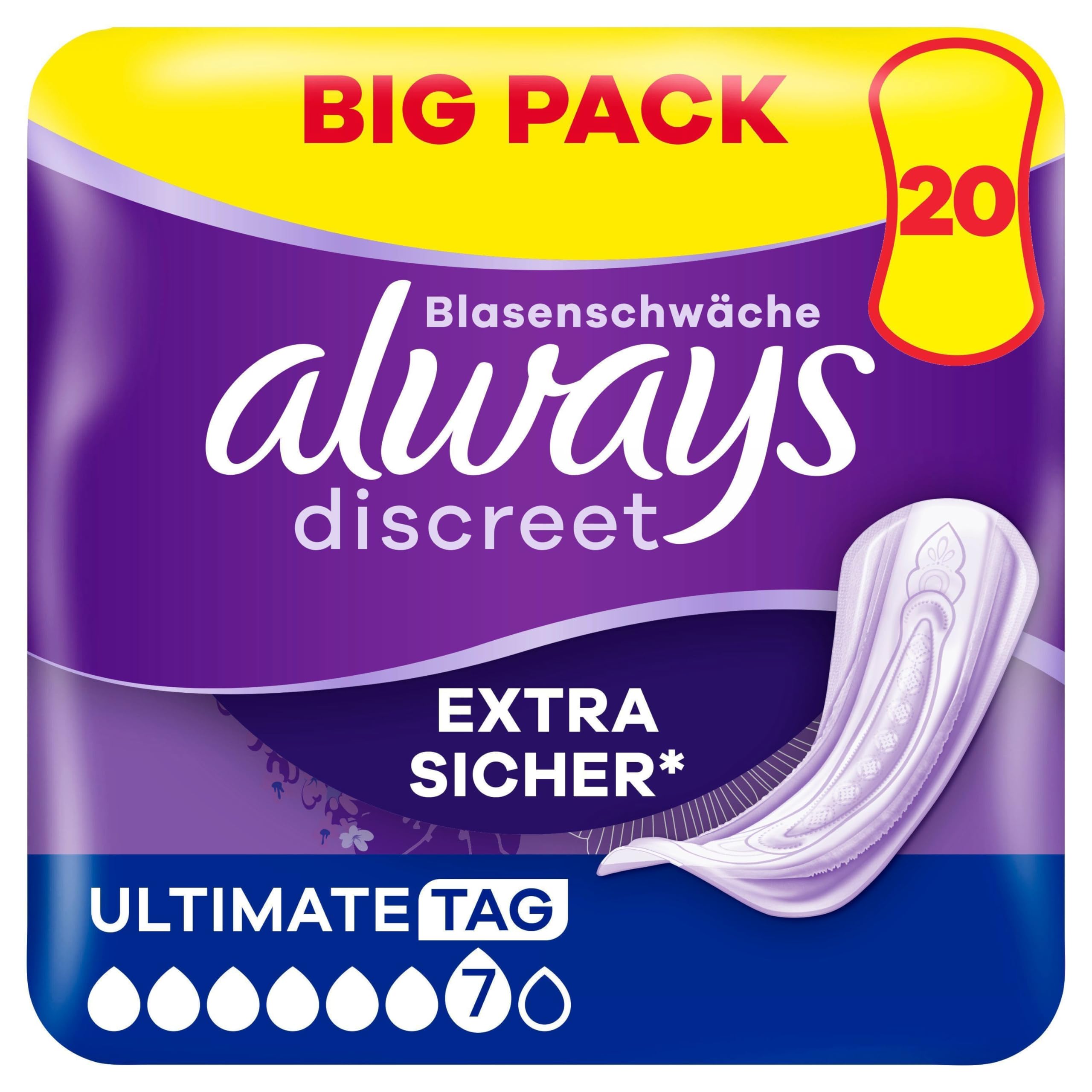 Always Discreet Ultimate Tag wkładki do inkontynencji dla kobiet, 20 sztuk