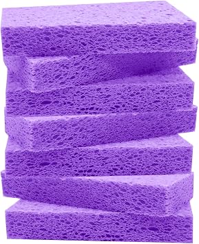Large Cellulose Sponges, Kitchen Sponge for Dish, Thick Heavy Duty Scrub Pads, Non-Scratch Scrubber for Household/Cookware/Bathroom/Office/Boat 5.5" x 3" x 1" 7 Pack Purple