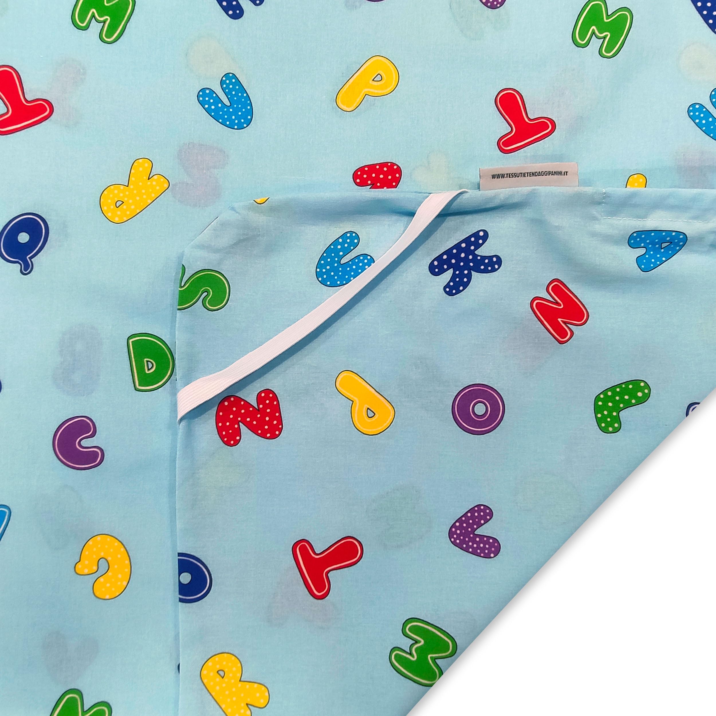 Panini Tessuti Saco de Dormir de Verano y Saco de guardería para bebés de 2 a 6 años - Tejido Acolchado 100% algodón, para Dormir en la guardería y en casa Saco de Dormir Letras Azul