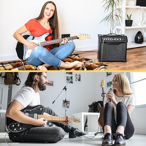 Miniatura 7 de Cable para instrumentos de audio de 20 pies, cable AMP para guitarra eléctrica, cable de guitarra de 14 de pulgada para audio profesional, tweed