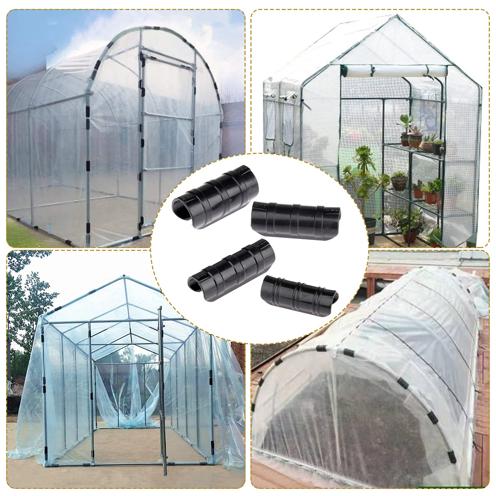 Lot De 20 Clips De Support Pour Serre - Fixation Film Tuyau Cadre Jardin 32mm Noir