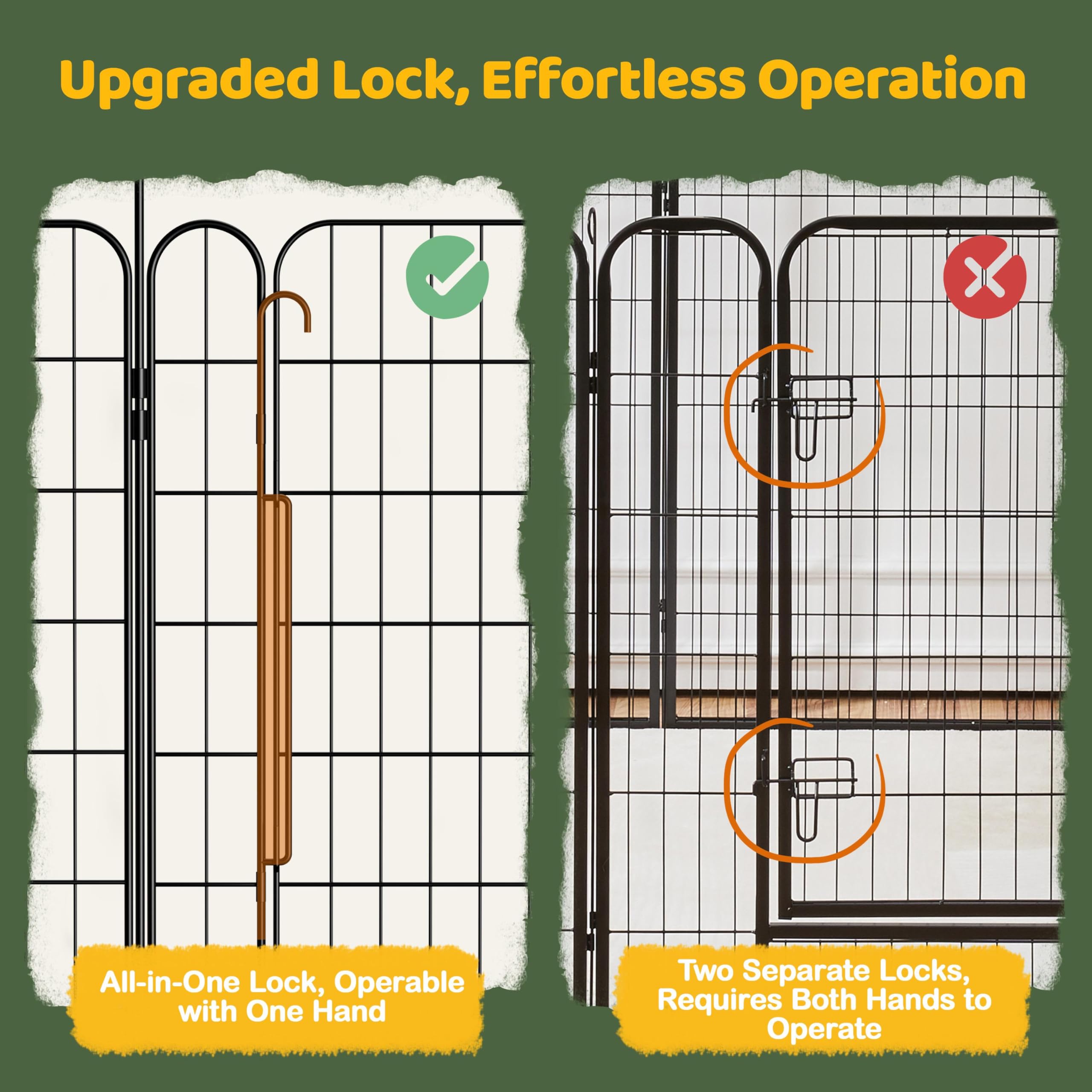 Yaheetech 16 Paneles Parque para Perros 60 x 60 cm con 2 Puertas Recinto Interior Reja Plegable para Cachorros y Conejos Perreras de Metal para Exterior con Estacas, Punta Ovalada y Plana