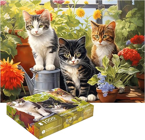 Miniatura 8 de Rompecabezas de 1000 piezas para adultos, gatitos de jardín, rompecabezas de 1000 piezas de gatos lindos para adultos, rompecabezas de 1000 piezas