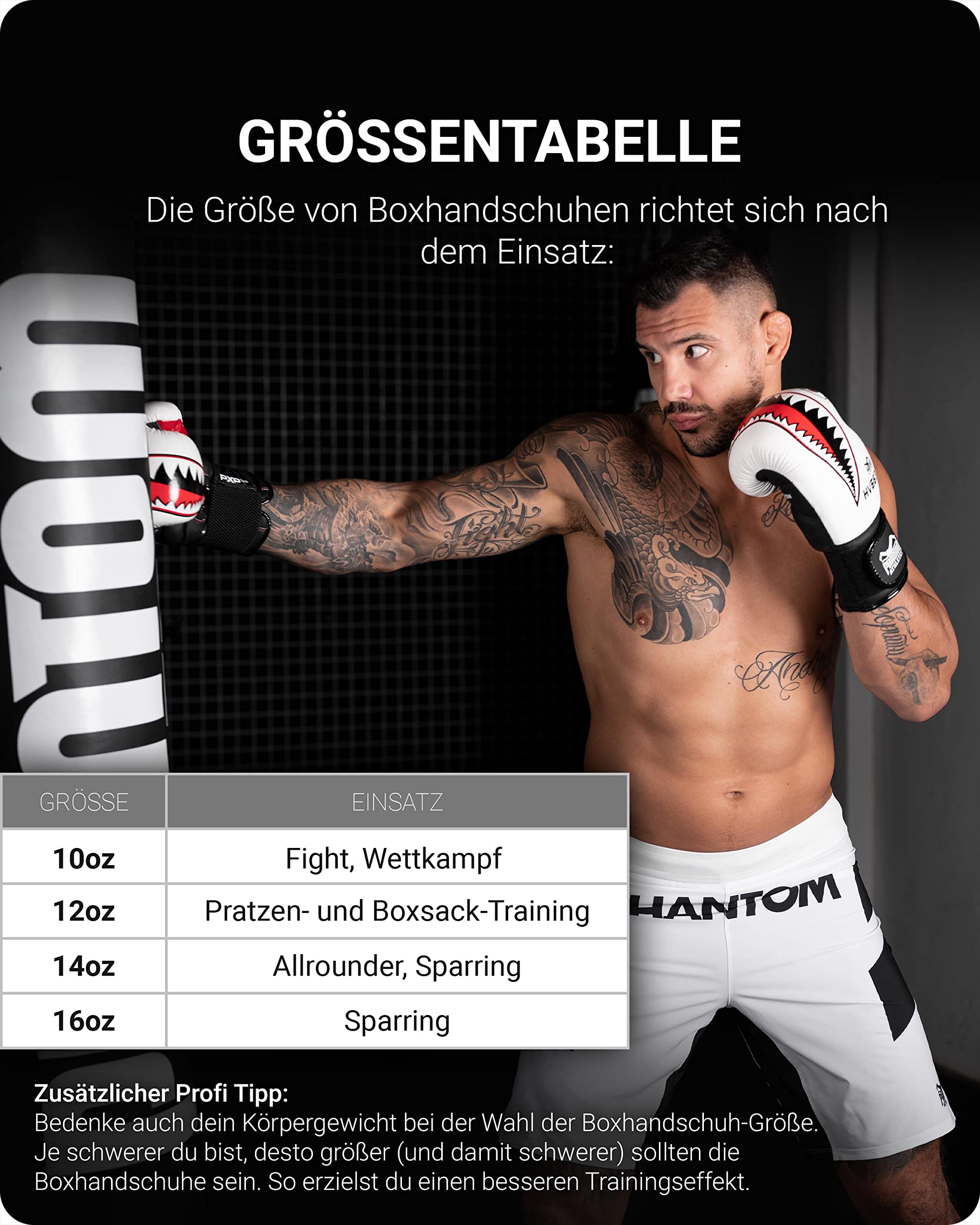 Phantom Boxhandschuhe Fight Squad | MMA Thai Boxing Gloves | Männer (Fight Squad - Weiß, 12 Oz)