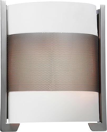 Access Lighting Access 20739-BS/OPL - Lámpara de pared moderna y contemporánea de dos luces de Iron Collection en estaño, níquel, acabado plateado,