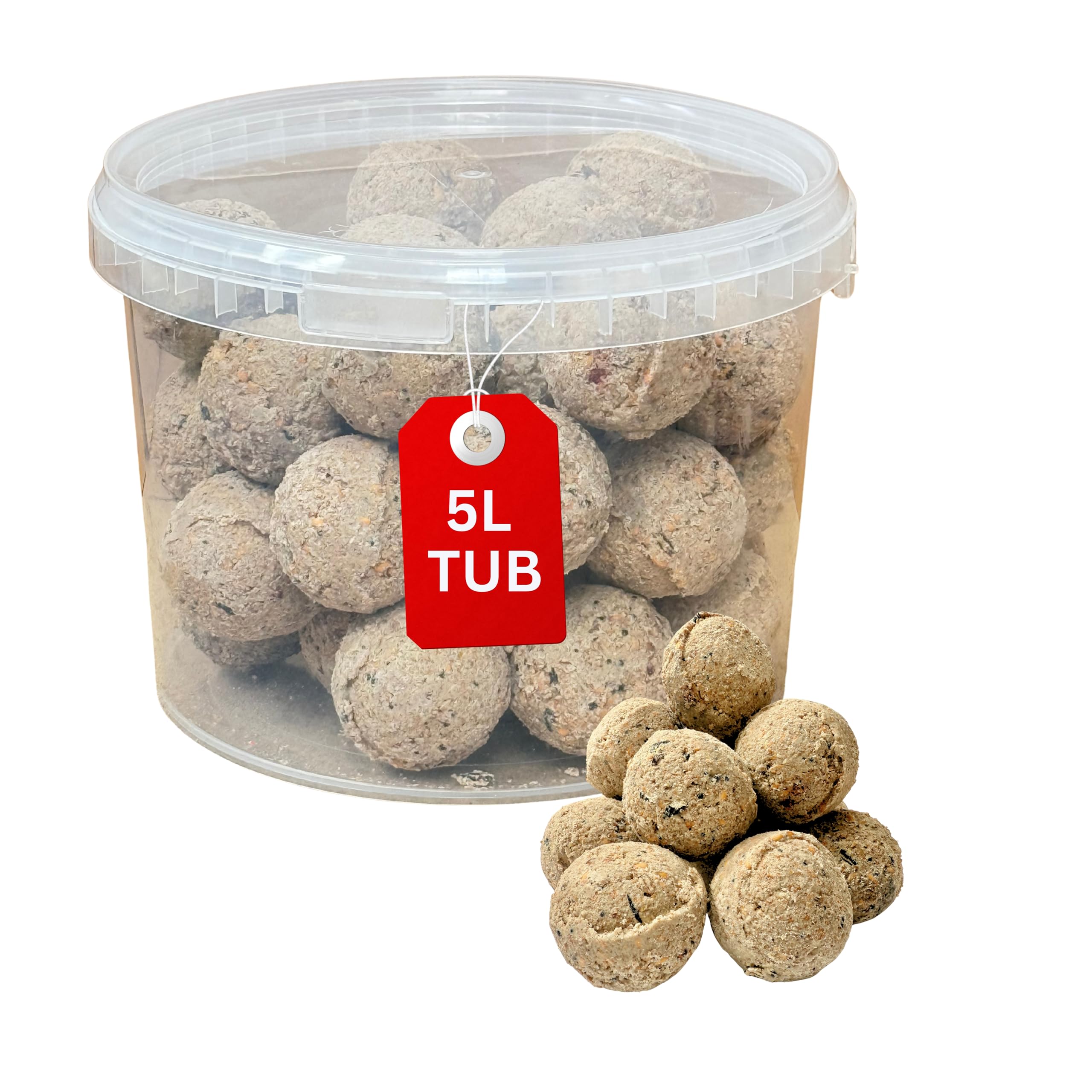 Beewarm Premium Wild Bird Food – Fat Balls for Birds – High Energy Wild Food, No Mess Bird Feed For All Species (5L Tub, Fat Balls)