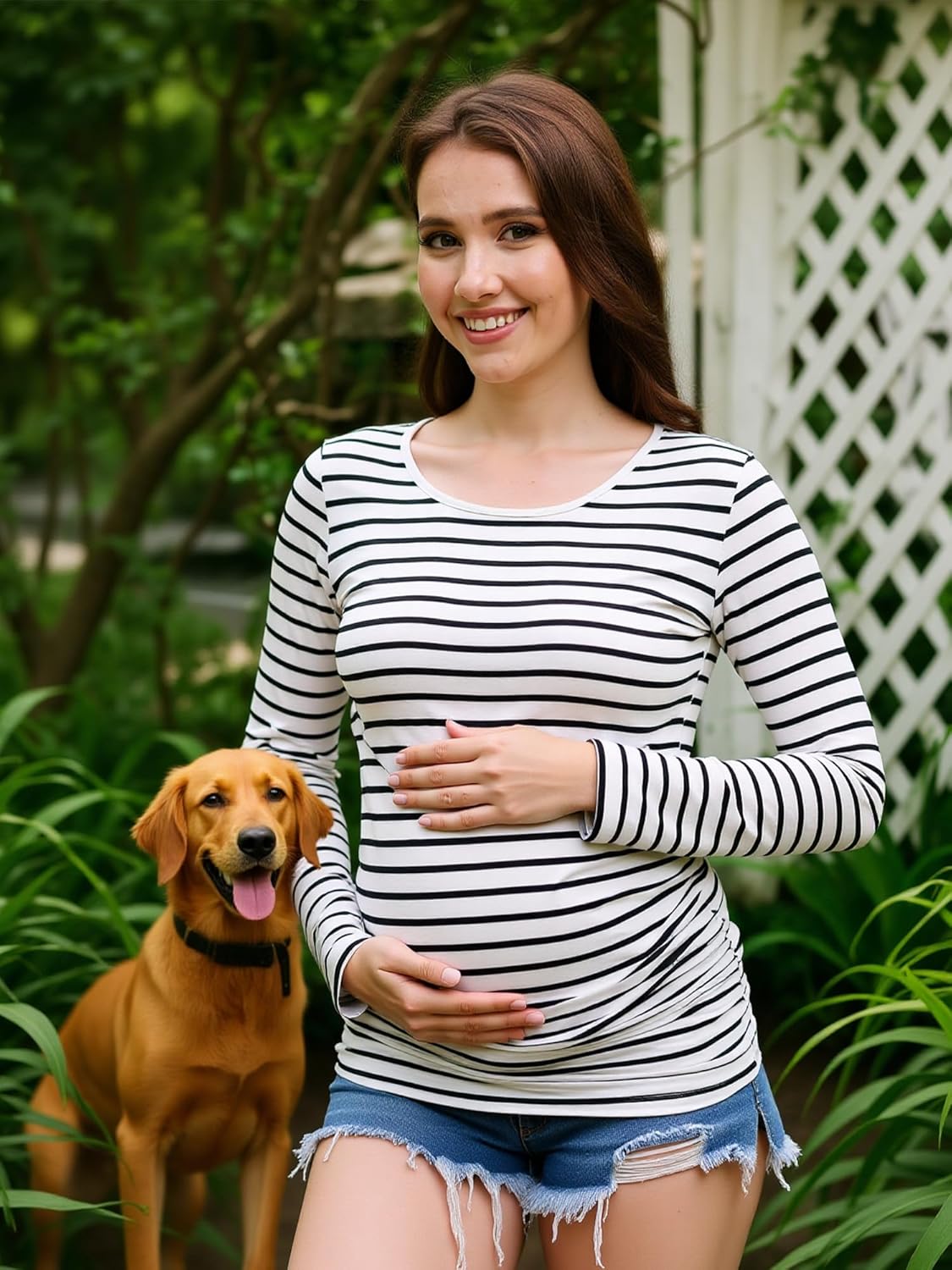 3 Pack Maternity Shirts Long Sleeve Pregnancy Top for Women with Crew Neck Casual Tee Shirts - Image 4