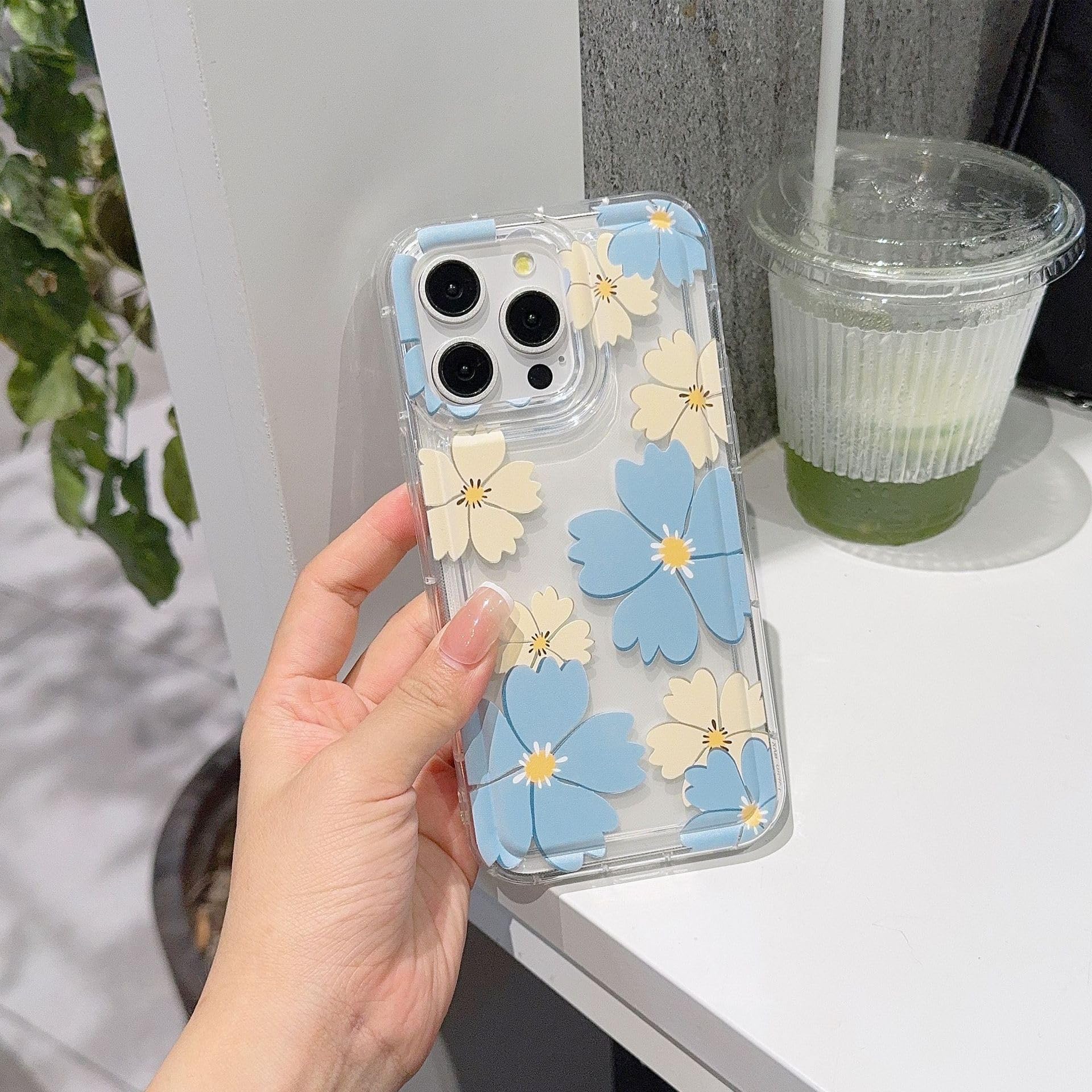 Compatible for iPhone 14 Pro Max Case Cute Clear Flower Floral Color Design for Women Soft TPU Shockproof