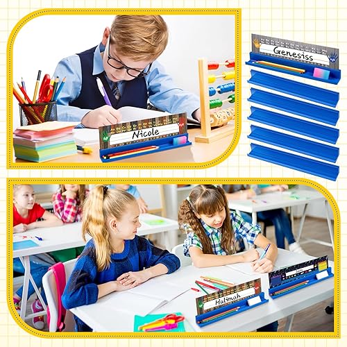 Miniatura 5 de PerKoop 20 piezas de escritorio para aula, soporte para tarjetas de índice, accesorios de escritorio para niños, soporte de escritorio y estación de