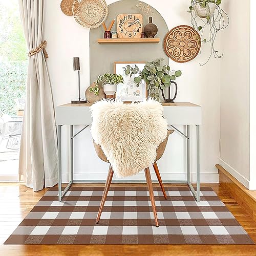 Vista 218 de KILOCOCO Alfombra de rayas beige de 2.3 x 3.6 pies para interiores y exteriores, alfombra tejida a mano de algodón lavable a rayas para puerta Rayas