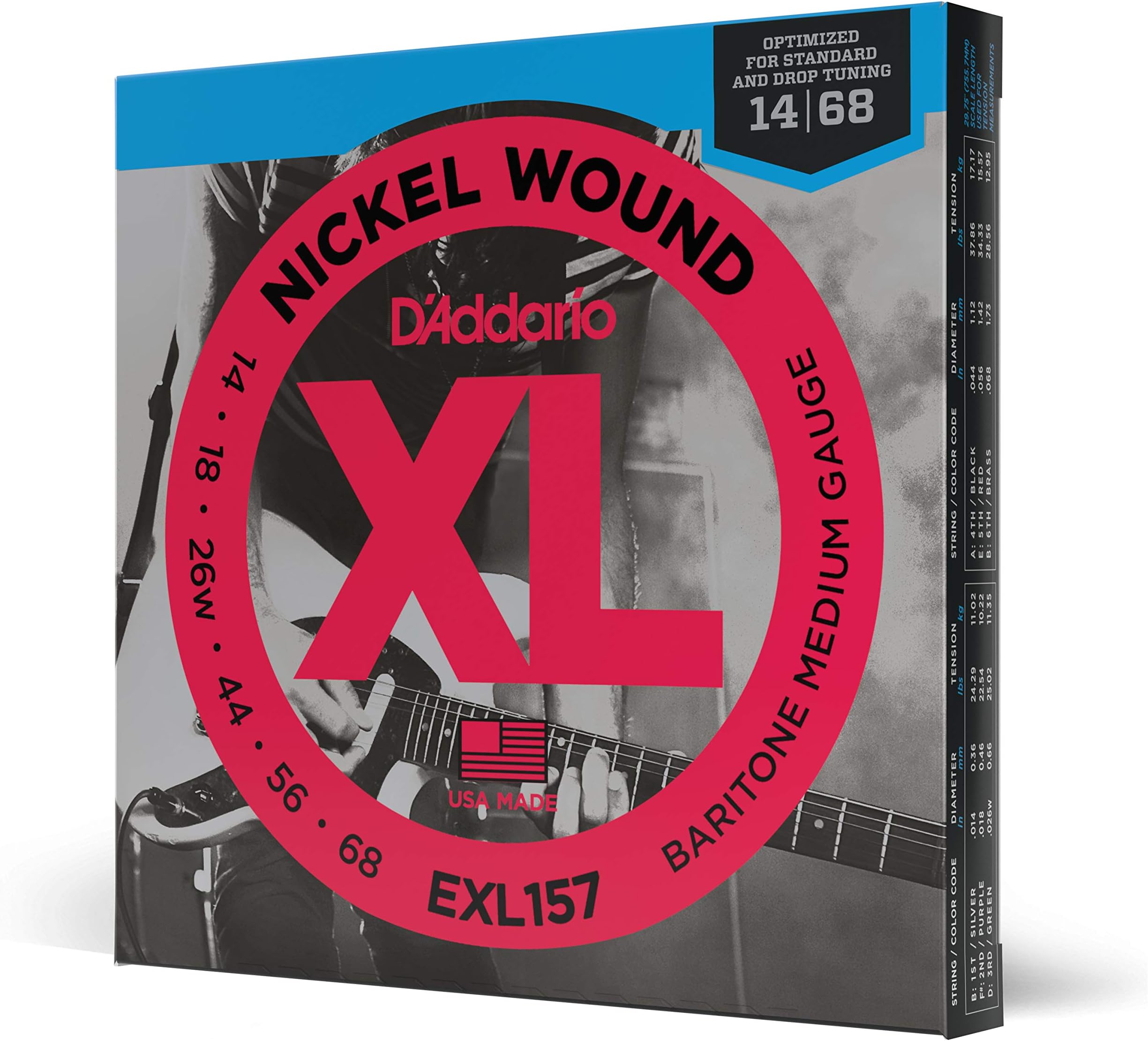 EXL157 Nickel Wound Electric Guitar Strings, Baritone Medium, 13-62