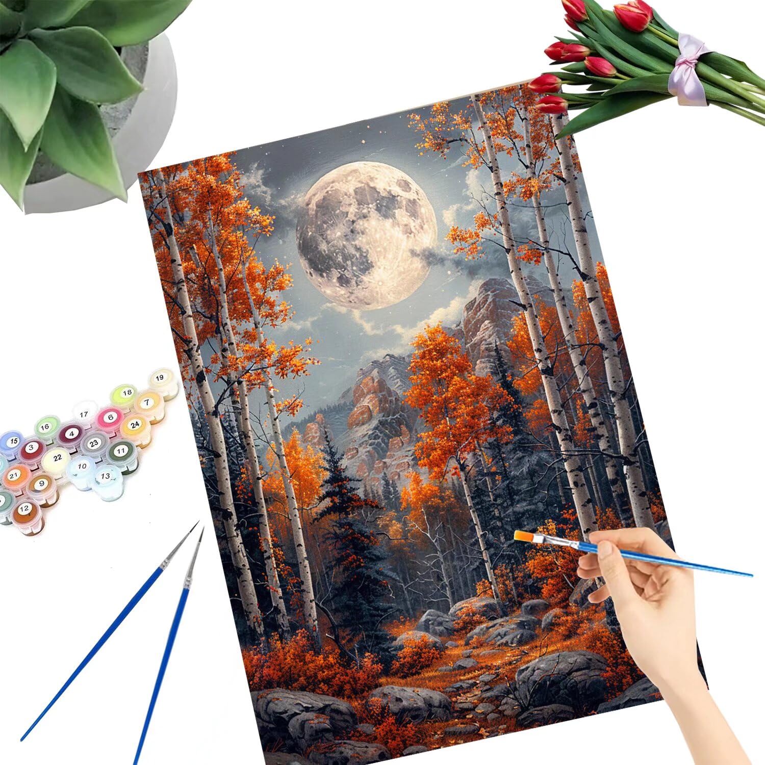 Pintar por Numeros Adultos pintar por numeros niños manualidades niños 10 años, DIY Pintar por Números de Pincel y Pintura acrílica Decoraciones para el Hogar Manualidades, sin Marco 60x80cm C-200