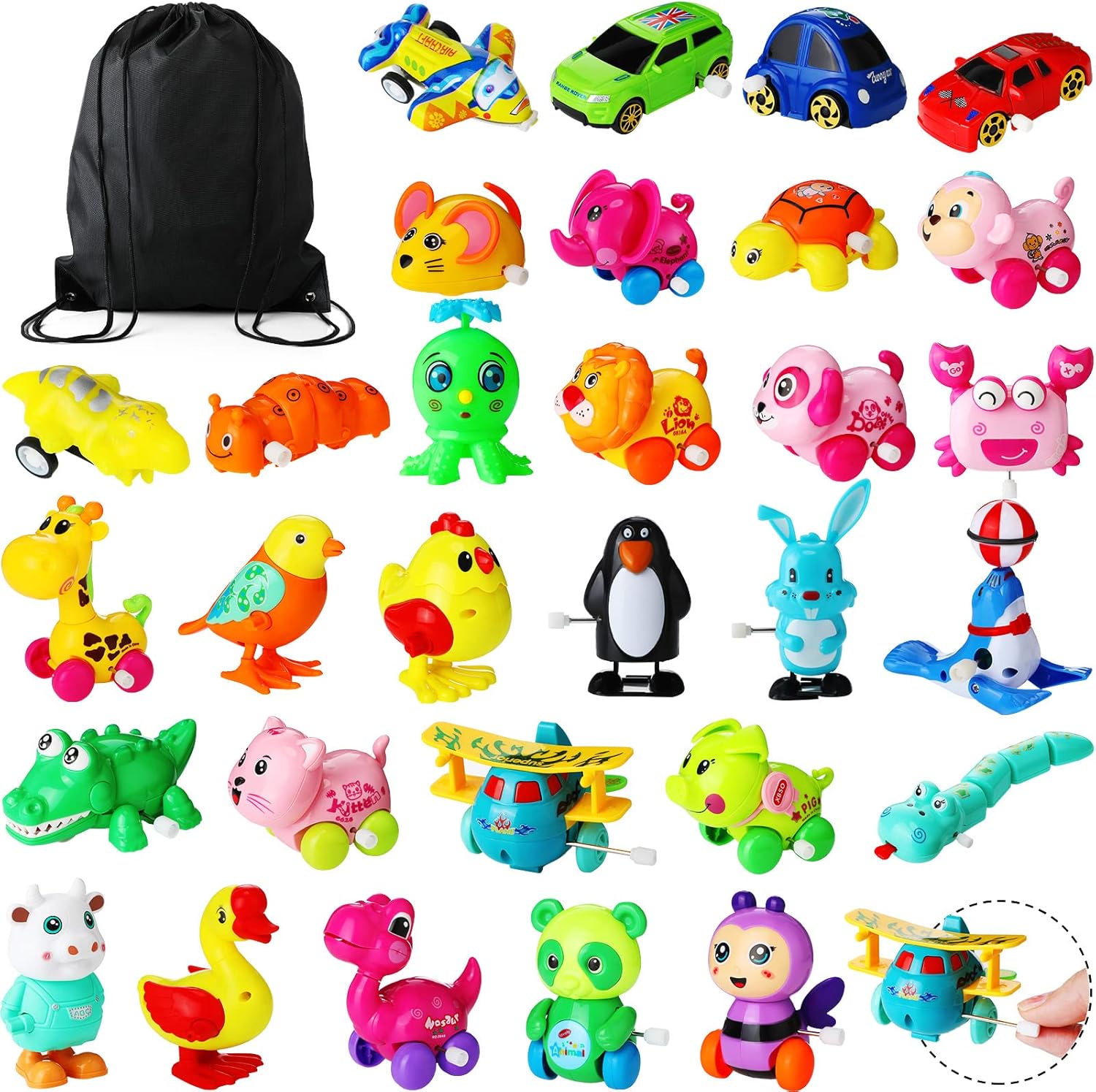 HyDren 30 Pcs Clockwork Toys Assorted Mini Wind up Toys Set