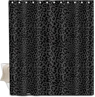 Shower Curtain for Bathroom, Cute Shower Curtain Sets with 12 Hooks, Waterproof Fabric Bath Curtain for Home, 72Wx72H Luxury Black Leopard
