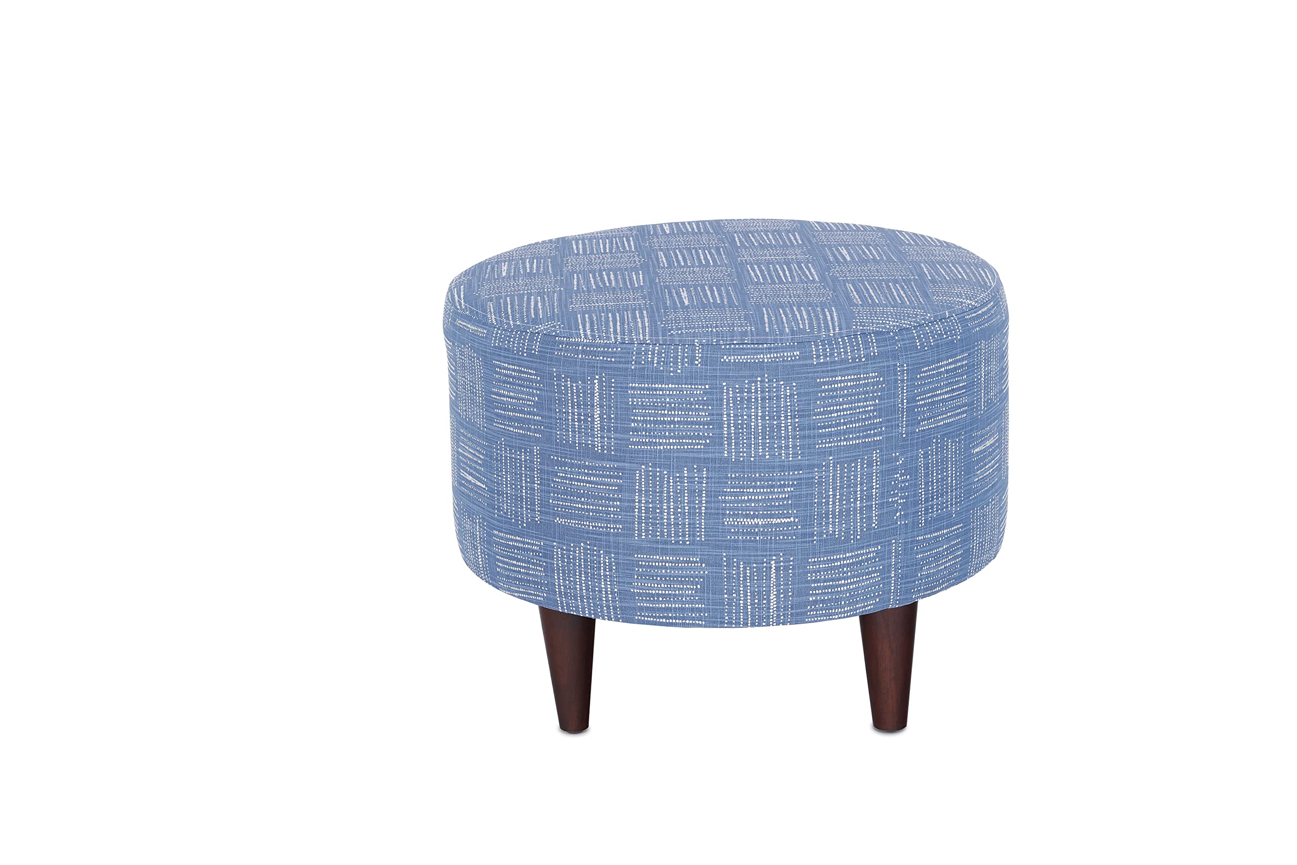 MJL Furniture Designs Sophia Round Ottoman Foot Rest for Living Room, Bedroom, Reading Nook and Home Office, Padded Vanity Stool with Fabric Upholstery, Chill/Wht