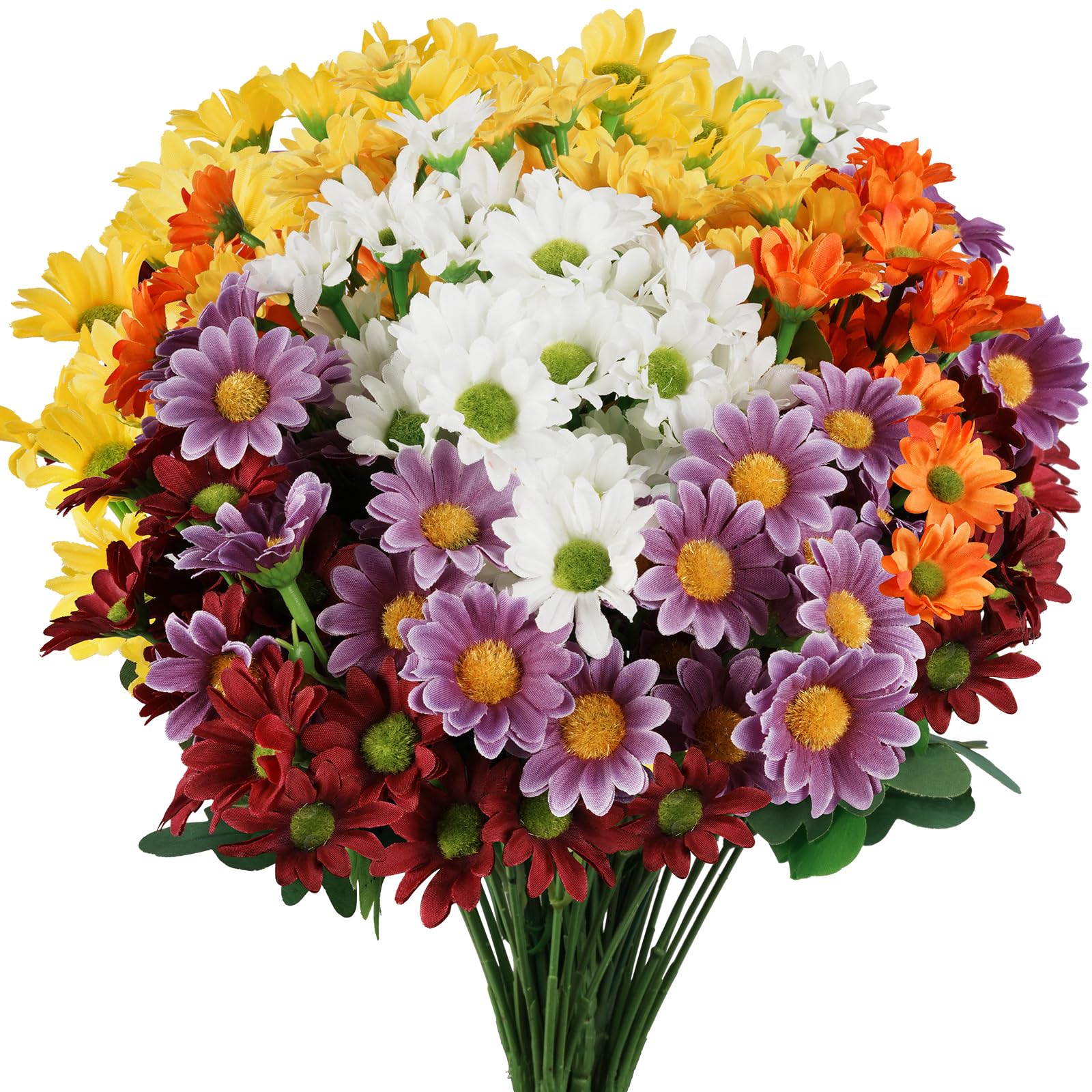 IMIYOKU Artificial Flowers, 10 Bundles in 5 Colors Faux Silk Daisy Flowers for Outdoor and Indoor, UV Resistant Fake Artificial Flower for Vase, Graves Garden Hanging Planter Home Outside Decor