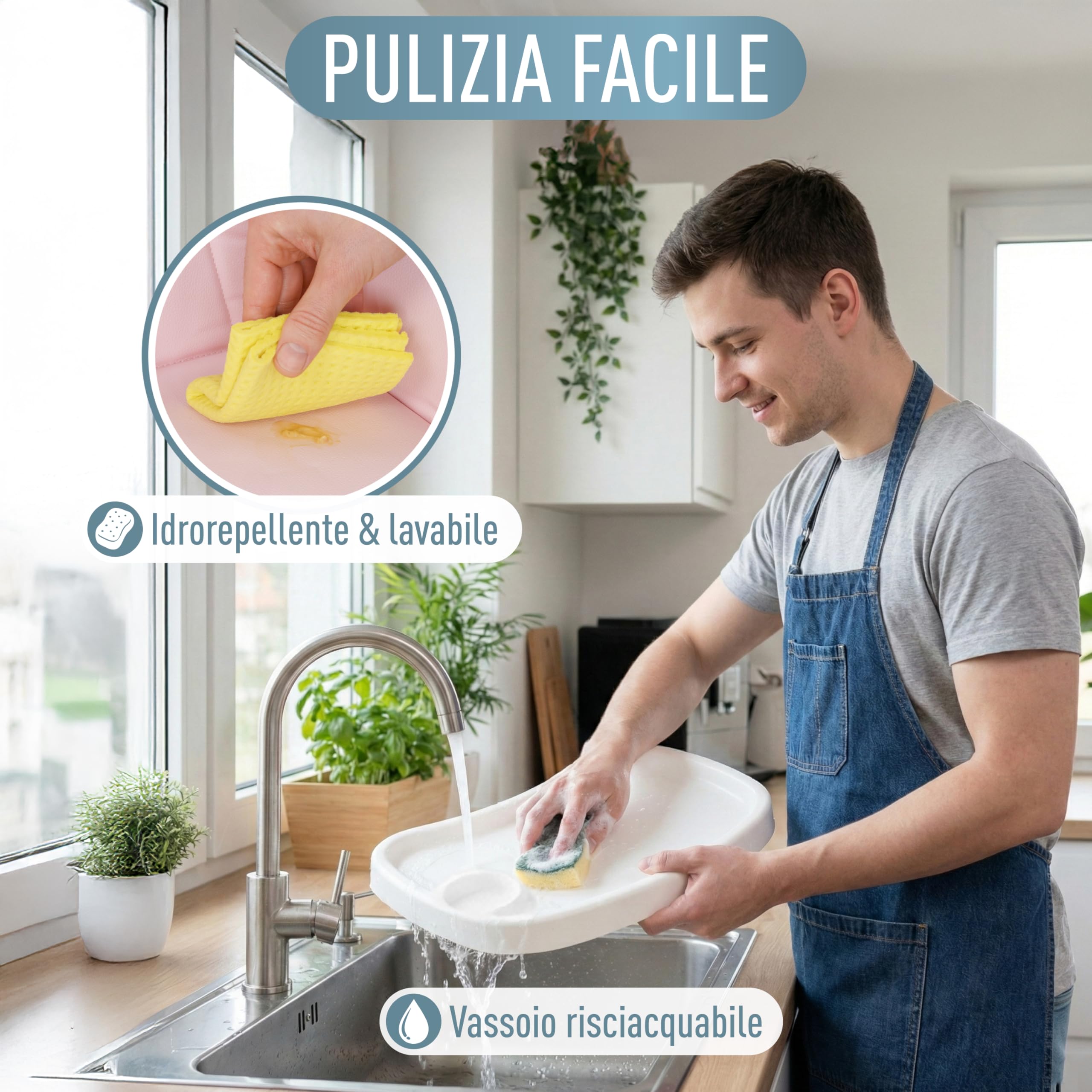IB STYLE Seggiolone Pappa Leno - Seggiolone Pieghevole e Salvaspazio, Evolutivo con Vassoio e Poggiapiedi, Cintura a 5 Punti, Seduta Imbottita, Facile da Pulire, da 6 Mesi a 3 Anni (15 kg), Rosa