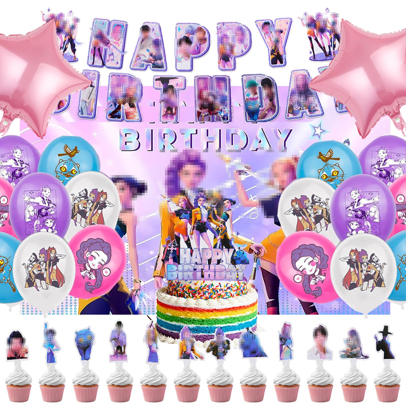SupaWeiss 29pcs K-popS Birthday Decorations,Party Decorations Set