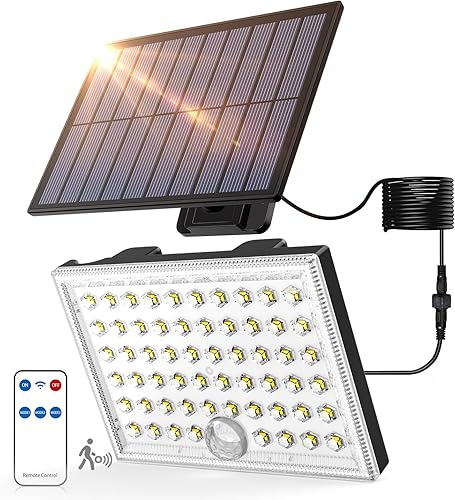 Luces solares de movimiento para exteriores, luz solar impermeable con sensor para porche, patio, garaje y patio - Luz de pared LED de bajo consumo