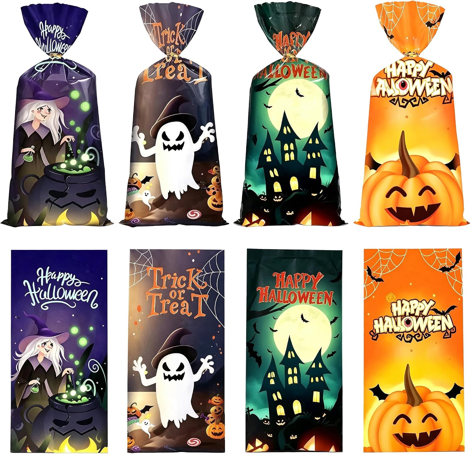 50 PCS Halloween Goodie Bags 4 Style Holiday Candy Packaging Treats Bags