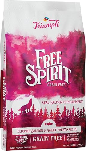 Triumph Comida para perros de salmón y batata sin granos, 28 libras.