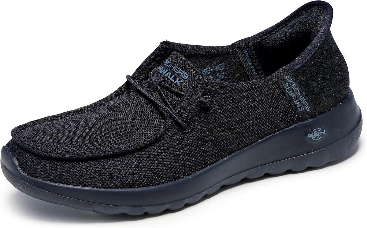 Skechers Zapato informal sin cordones Skechers para mujer con manos libres Go Walk Joy Moc Toe | Zapatos sin cordones manos libres, plantilla de espuma viscoelástica refrigerada por aire, amortiguación 5-GEN, lavable a máquina, vegano