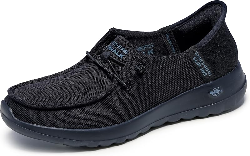 Skechers Zapato informal sin cordones Skechers para mujer con manos libres Go Walk Joy Moc Toe | Zapatos sin cordones manos libres, plantilla de espuma viscoelástica refrigerada por aire, amortiguación 5-GEN, lavable a máquina, vegano
