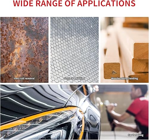 Miniatura 7 de DATOUBOSS Lijadora de órbita aleatoria lijadora neumática cuadrada de aire de palma para encerar automóviles, trabajo de carrocería de automóvil,