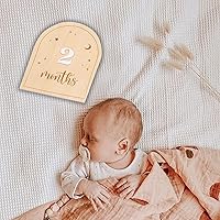 Vista 6 de Juego de tarjetas de hitos intercambiables de noche estrellada de madera, letrero de hitos de mi primer año, marcador de hitos mensuales