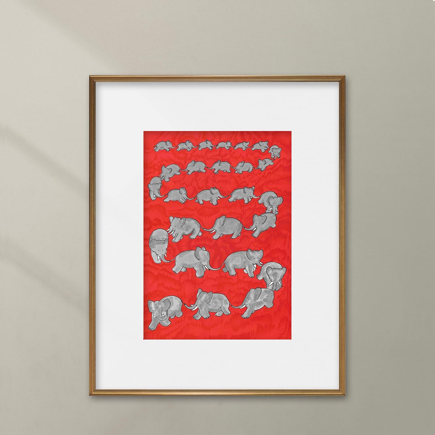 Tails to Trunks, Vintage Babar Print - Baby Nursery Wall Art, Babar The Elephant Decor, Gender Neutral Kids Room Art (Unframed 8x10 Inch)