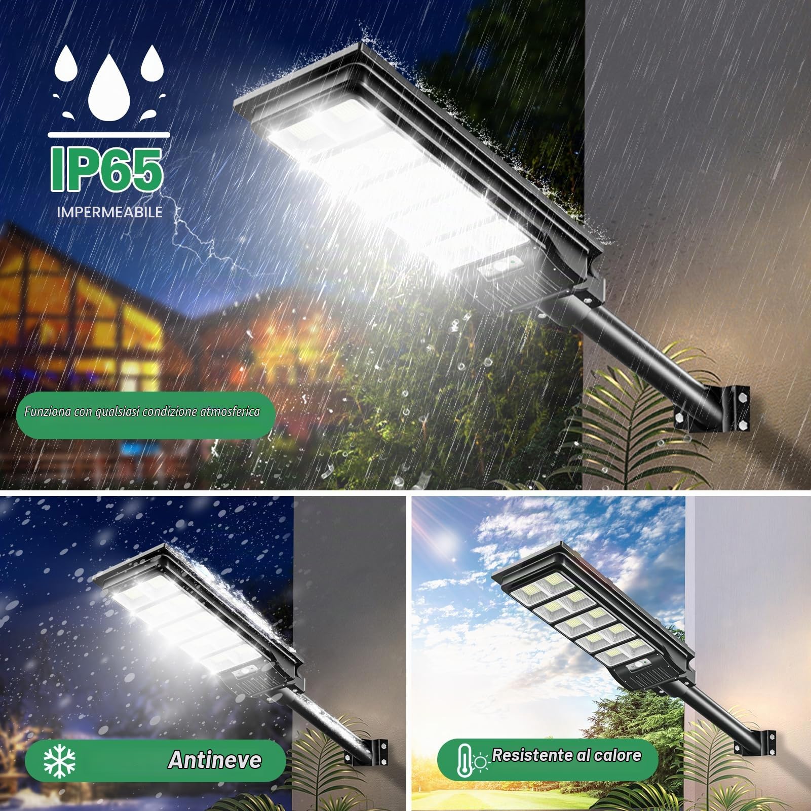 papasbox Lampada Solare da Esterno 500W, 12000LM Luce Bianca Fredda 6500K, IP66 Impermeabile Faretto Solare con Sensore di Movimento e Telecomando, Timer 3/5/8H, per Giardino, Cortile, Parcheggio