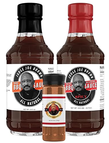 Judge Joe Brown Paquete de salsa y condimento para barbacoa Condimento y salsa totalmente natural Salsa original y picante Condimento multiusos