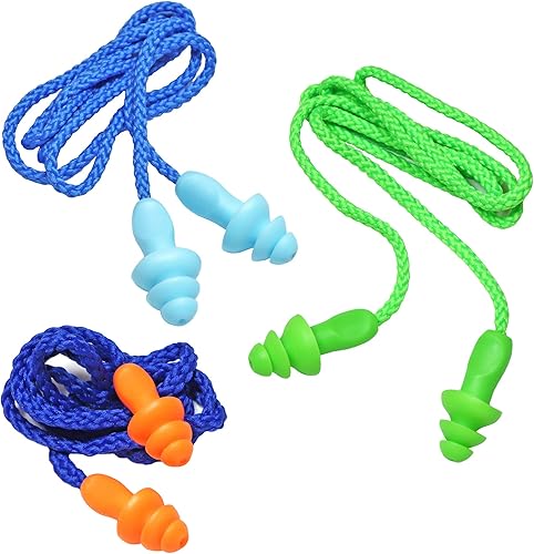 Miniatura 4 de 12 pares de tapones para los oídos con cordón de silicona suave reutilizable para la protección auditiva, dormir (Combo 12)