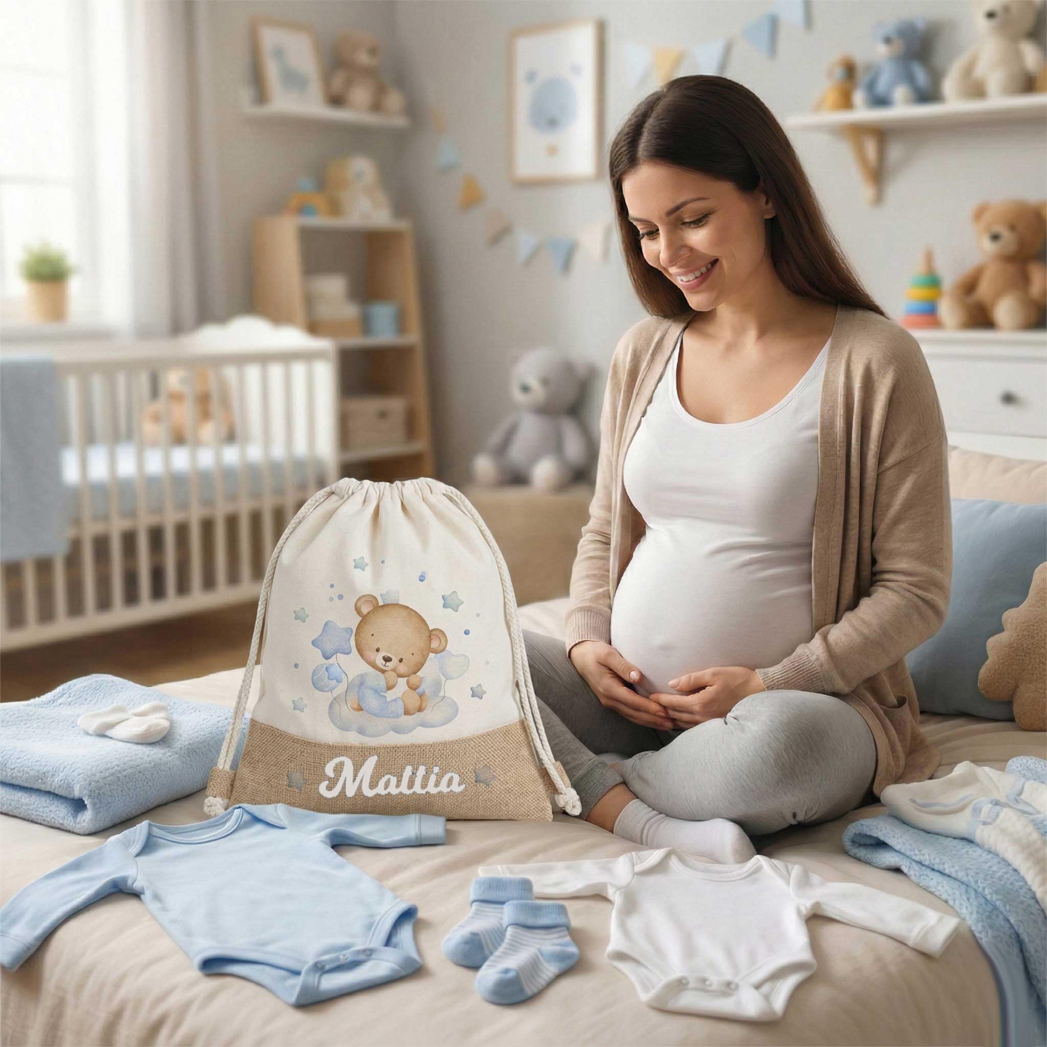 Eco-Friendly Borsa Zaino Mamma Neonata Cotone Riciclato Organizer Ospedale Cambio Bebè Idea Regalo Baby Shower