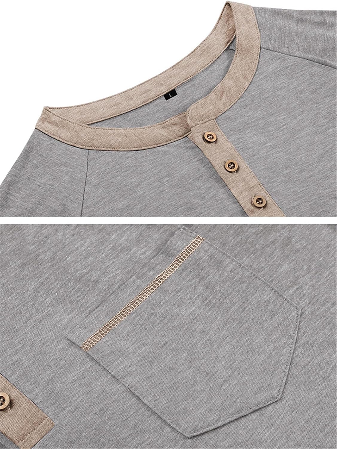 Angbater Mens Long Sleeve Henley T Shirts Casual Lightweight Basic Button Tee Shirts with Pocket - Image 7