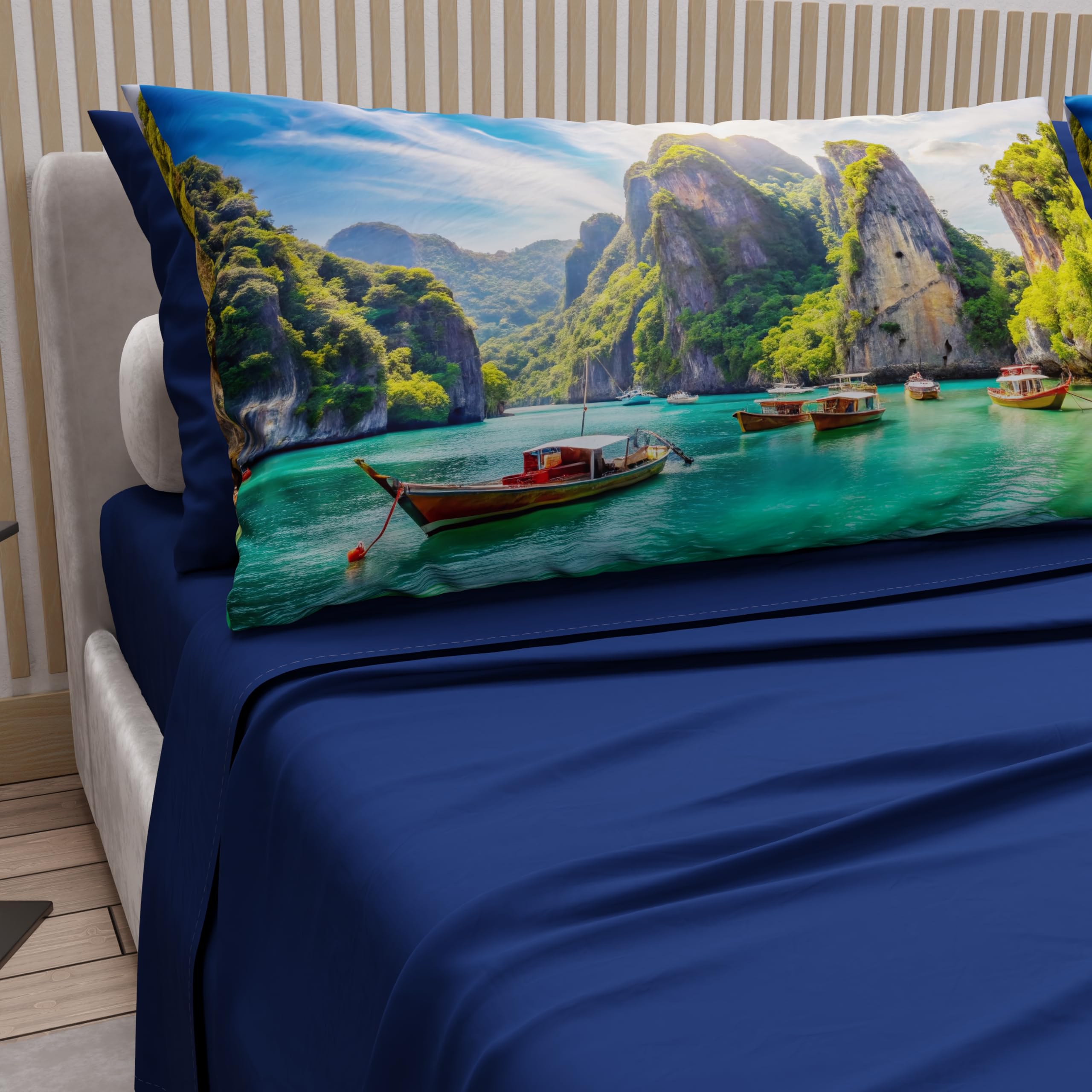 PETTI Artigiani Italiani - Lenzuola Matrimoniali Cotone con Federe in Stampa Digitale, Lenzuolo Completo Letto Matrimoniale Fantasia Phi Phi Blu Elettrico, 100% Made in Italy
