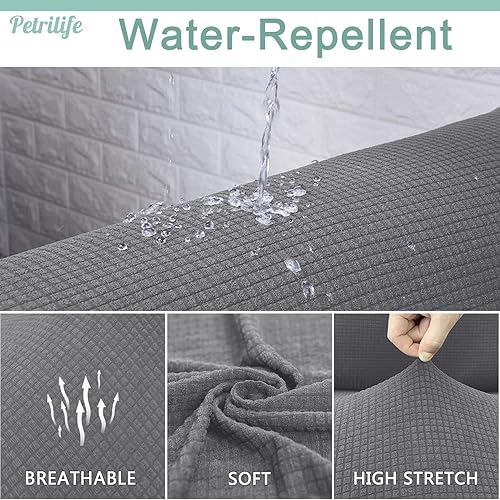 Miniatura 4 de Petrilife 4 fundas de cojín seccionales en forma de L, repelentes al agua, fundas de cojín elásticas para sofá seccional izquierdo y derecho, funda