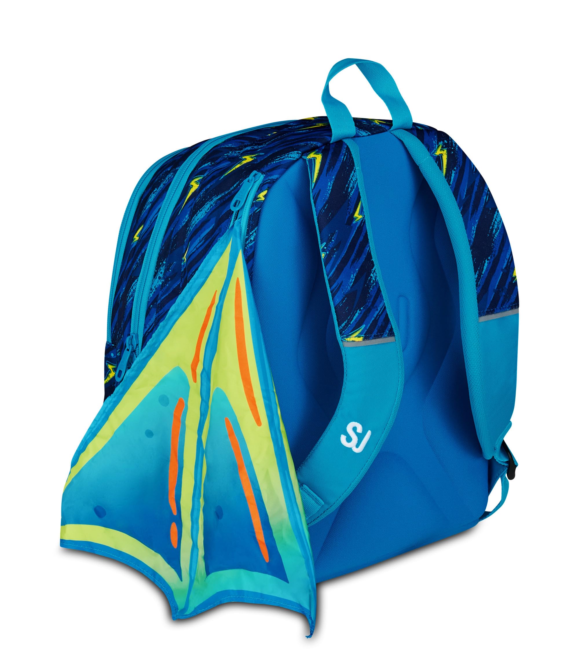 SJ GANG STYLE JAM GANG Zaino Scuola Advanced, Blu, Maxi Ali Estraibili, Doppio Scomparto e Tasca per Borraccia, 29 L, Zaino Scuola Elementare, Zaino Bambino