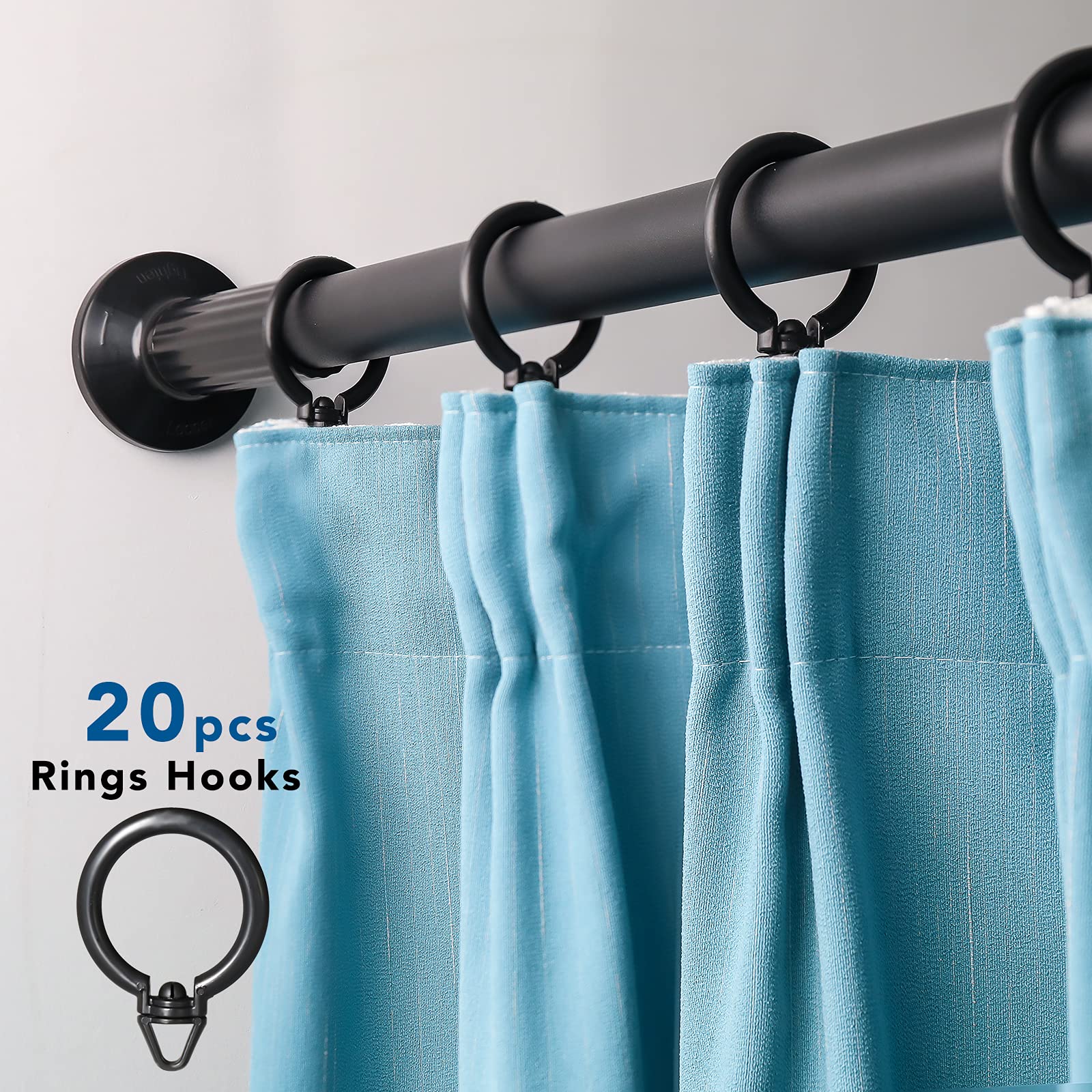 Tension Curtain Rod , 51-126 Inch,Spring Shower Tension Curtain Rod, Closet Rod, for Windows or Shower, Easy to Install, , No Drilling, No Rust, for Bathroom, Black,Umimile