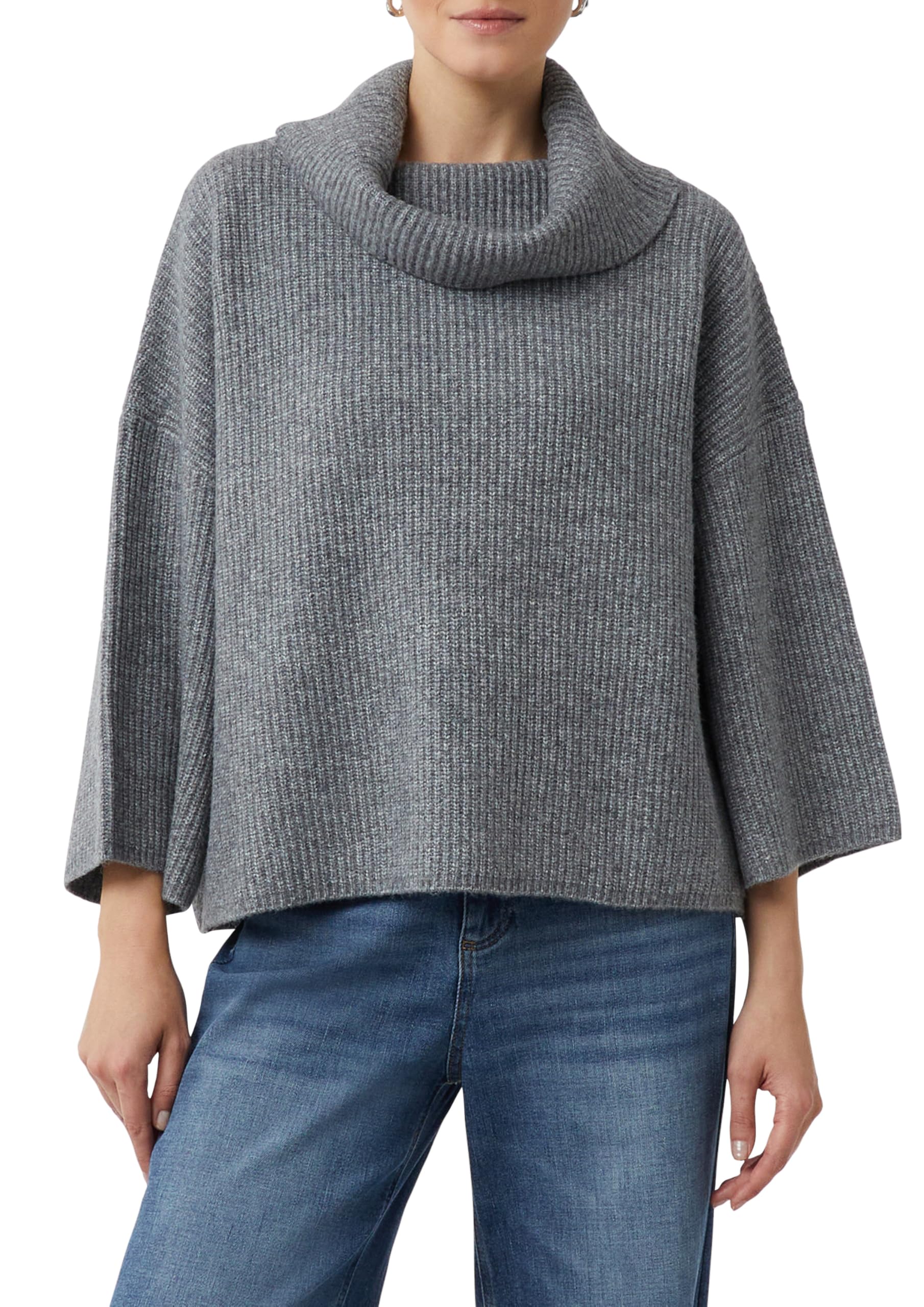 Comma Poncho-Pullover mit weitem Rollkragen