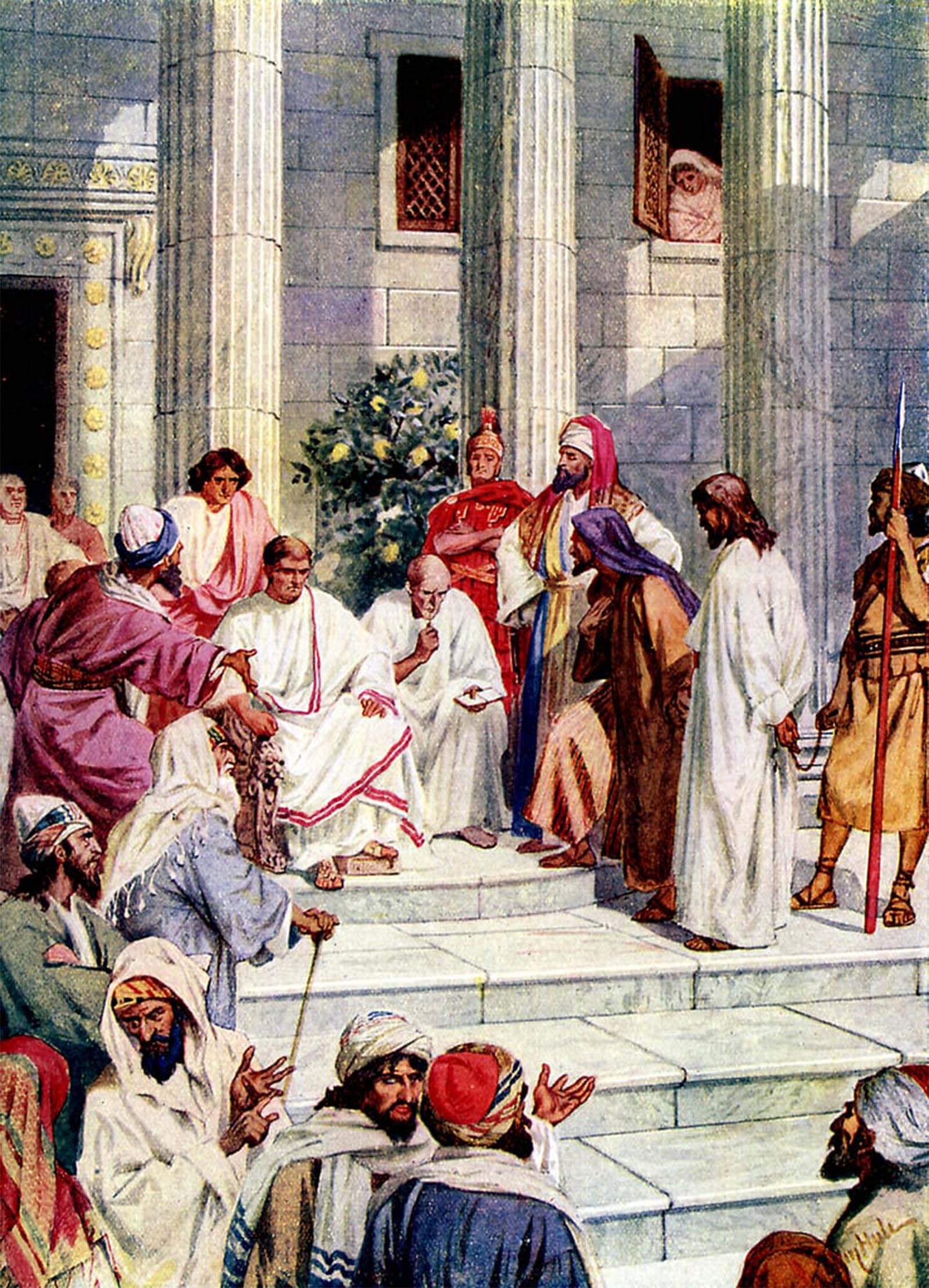 ARTXLXXBN Famous Art Print Poster Vintage Wall Art Jesus Is Taken to Pontius Pilate Bible by William Brassey Hole Canvas Art Poster for Home Decor 60x90cm