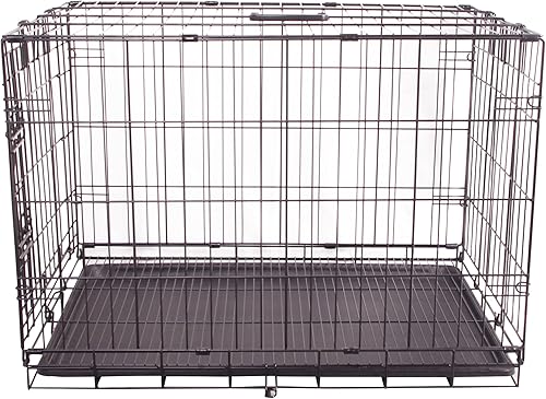 Miniatura 2 de FOURPAW Caja de perro duradera y plegable de alambre de metal con bandeja, puerta individual, 30 x 19 x 21 pulgadas, color negro