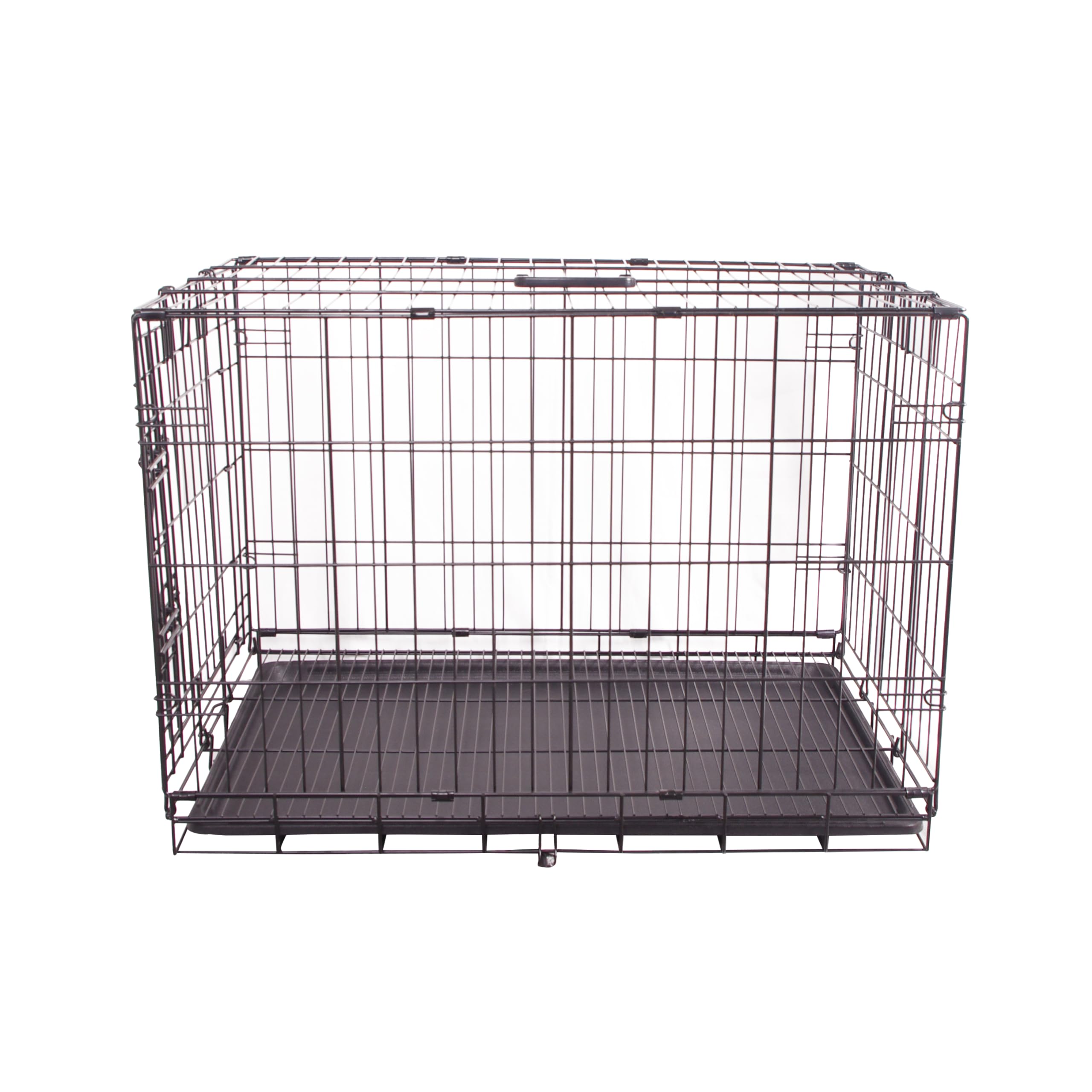 Jaula de Alambre de Metal Duradera y Plegable para Perros con Bandeja, Puerta Individual, 76 x 48 x 53 cm, Color Negro